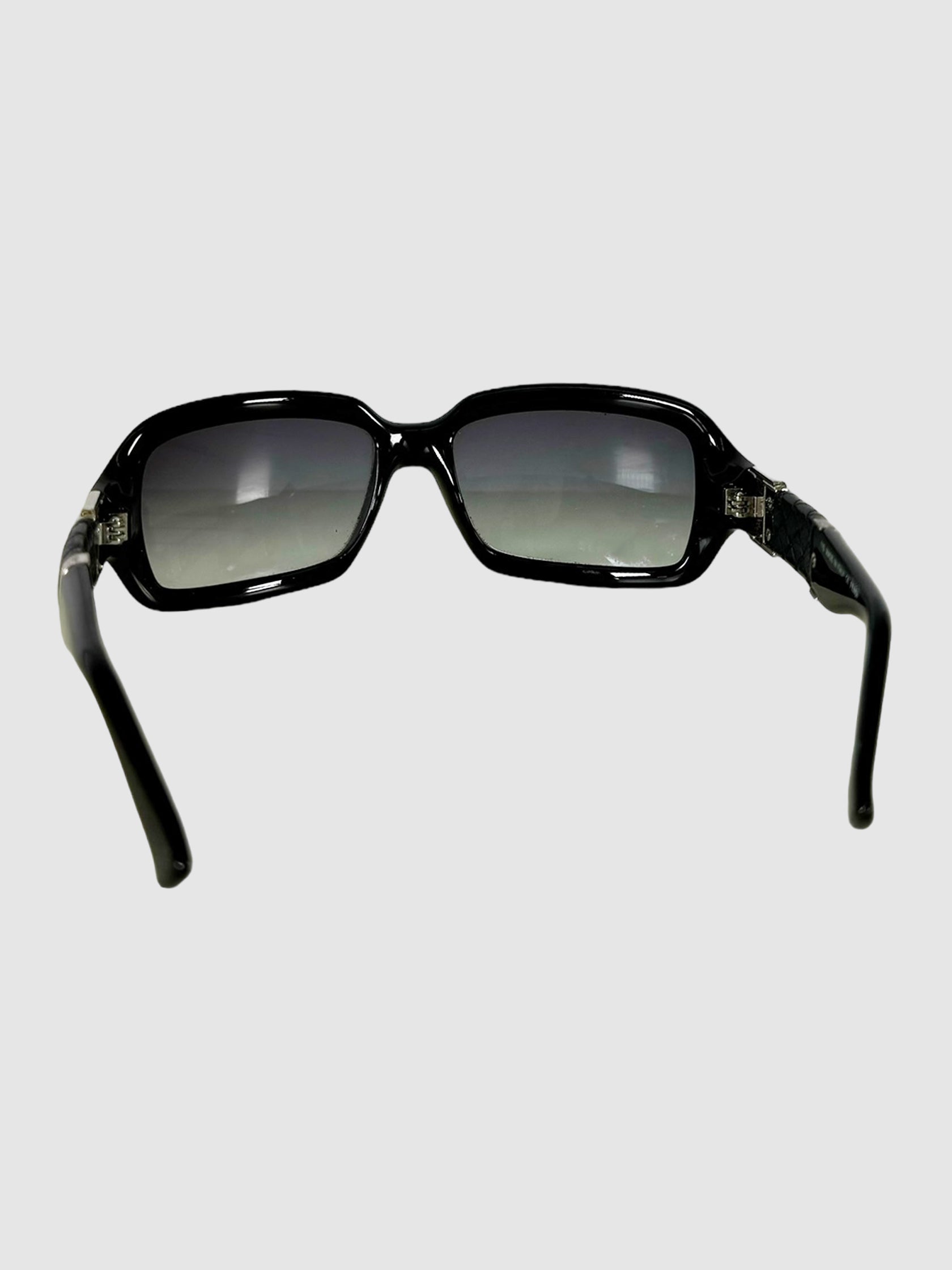 Rectangular Buckle Leather Sunglasses