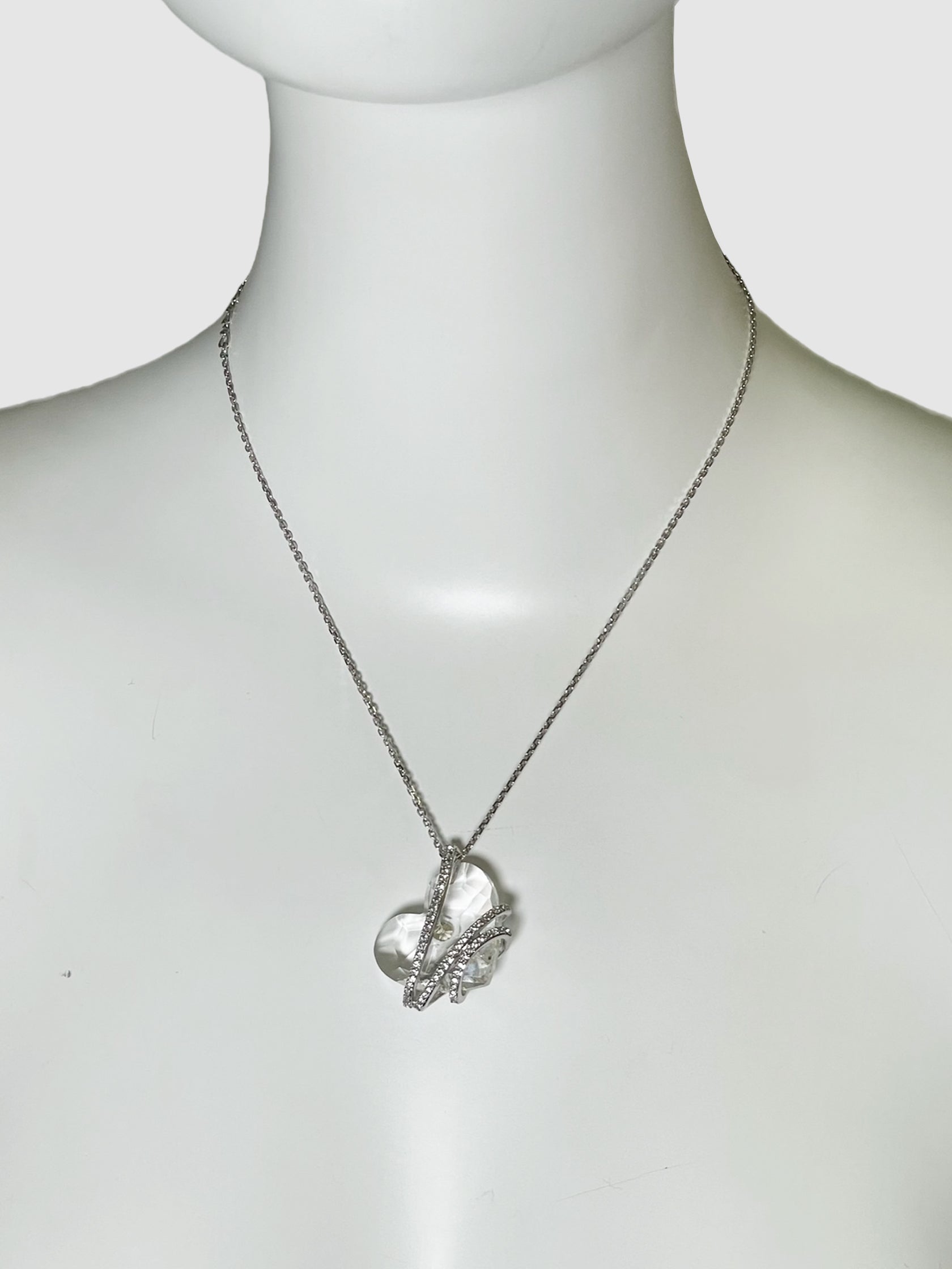 Crystal Heart Pendant and Drop Earrings Set