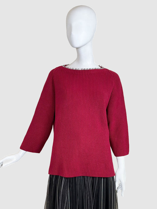 Riani Knit Sweater with Bead Trim - Size 10