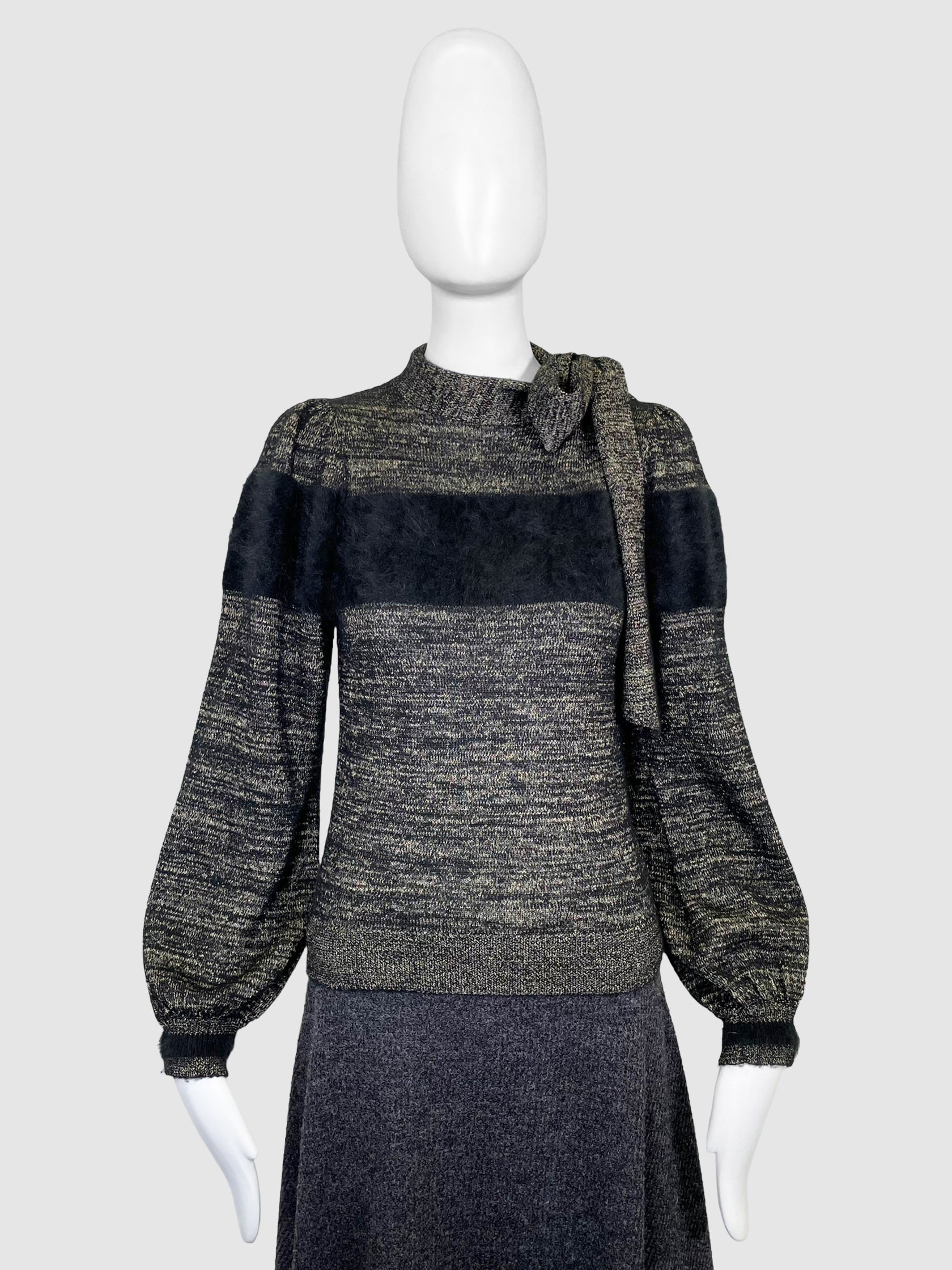 Mock Neck Sweater with Tie - Size S
