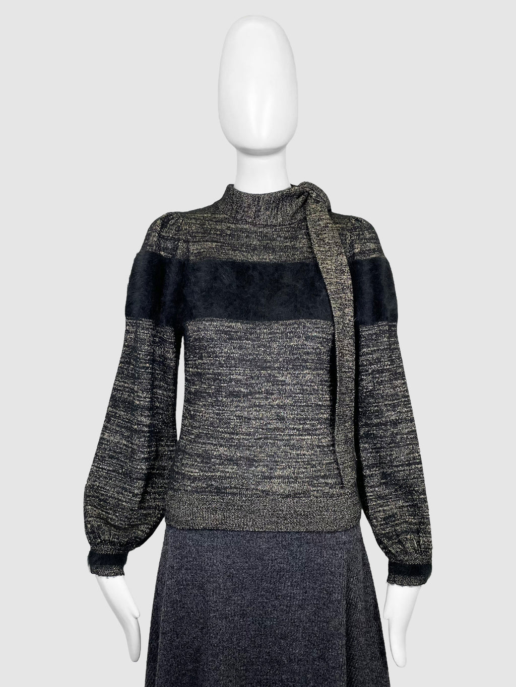 Mock Neck Sweater with Tie - Size S