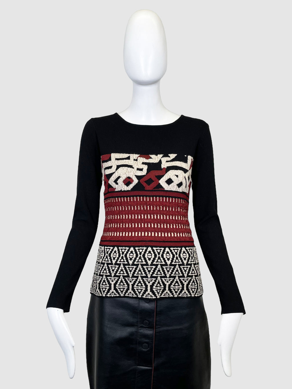 Pattern Striped Crewneck Sweater - Size 40