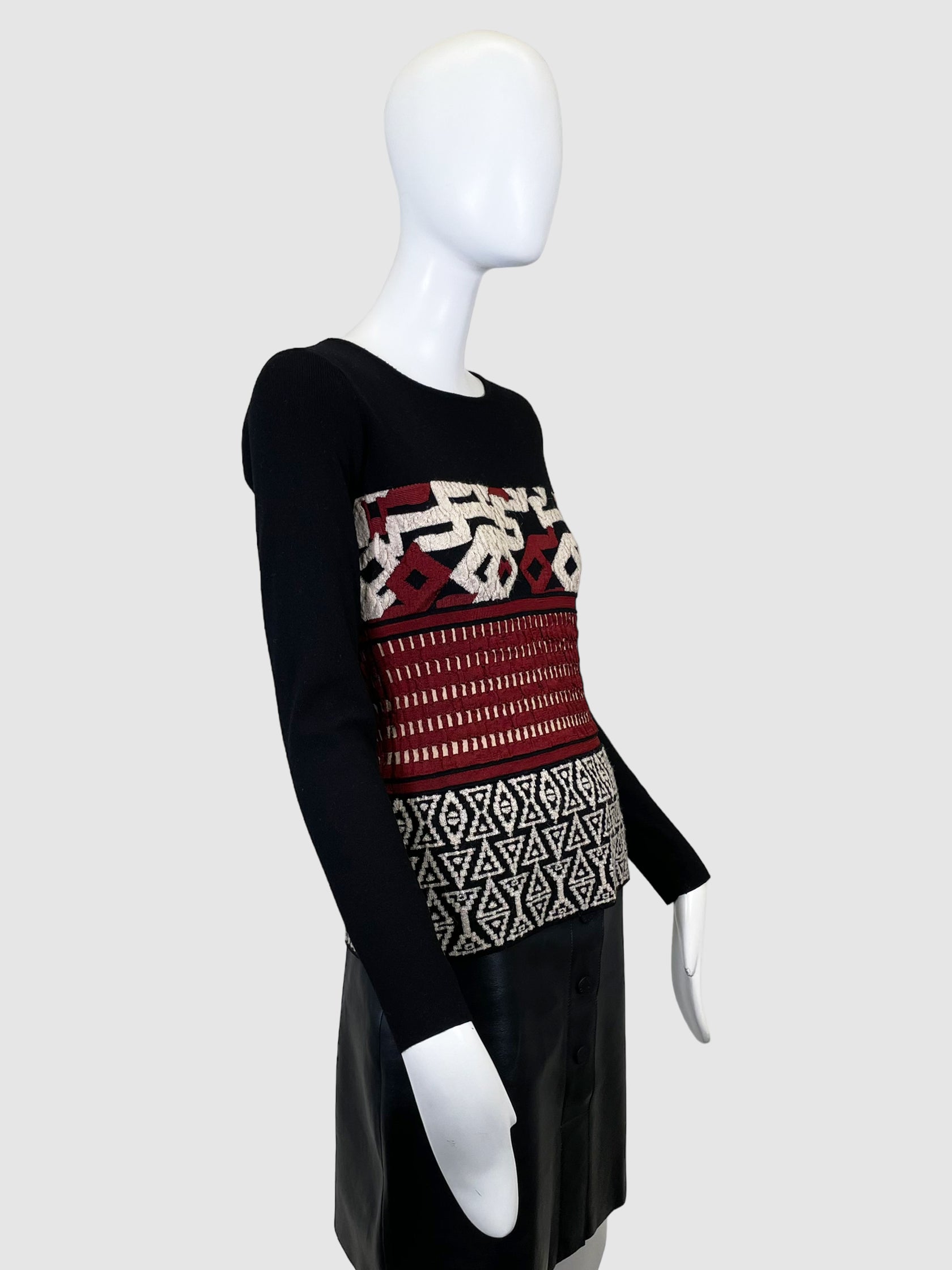 Pattern Striped Crewneck Sweater - Size 40