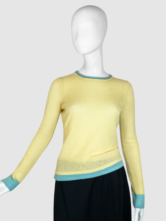 Line Yellow with Green Trim Cashmere Sweater