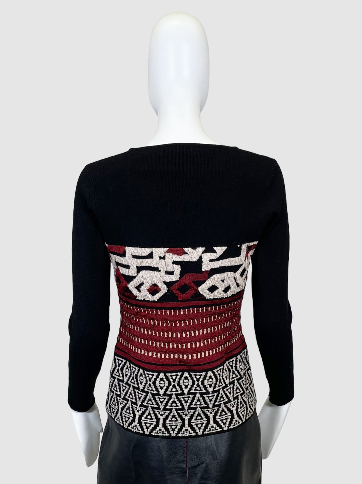 Pattern Striped Crewneck Sweater - Size 40