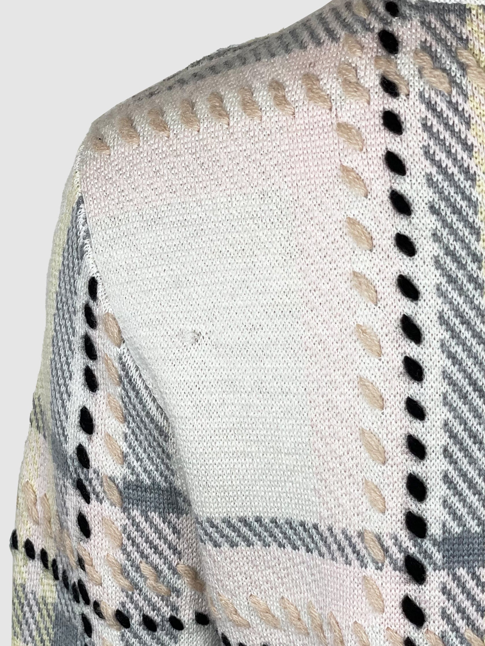 Chloé Plaid Sweater with Fringe Trim - Size S