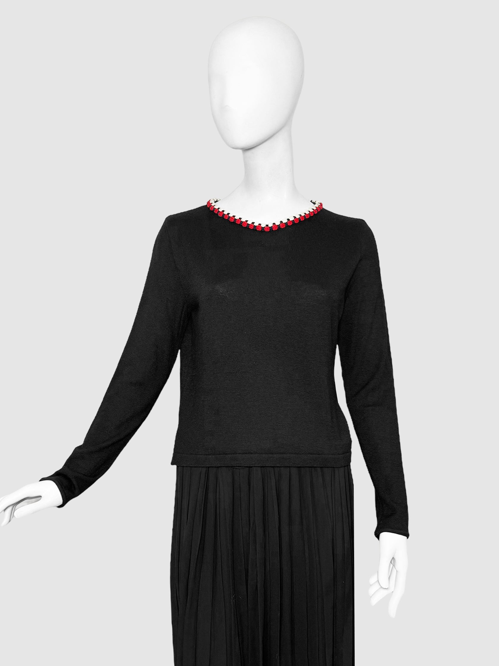 Corded Trim Knit Sweater - Size 42