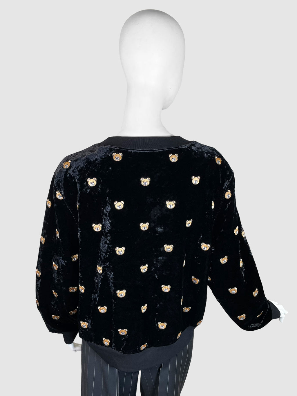 Moschino Teddy Bear Print Velvet Crewneck Sweater - Size M/L