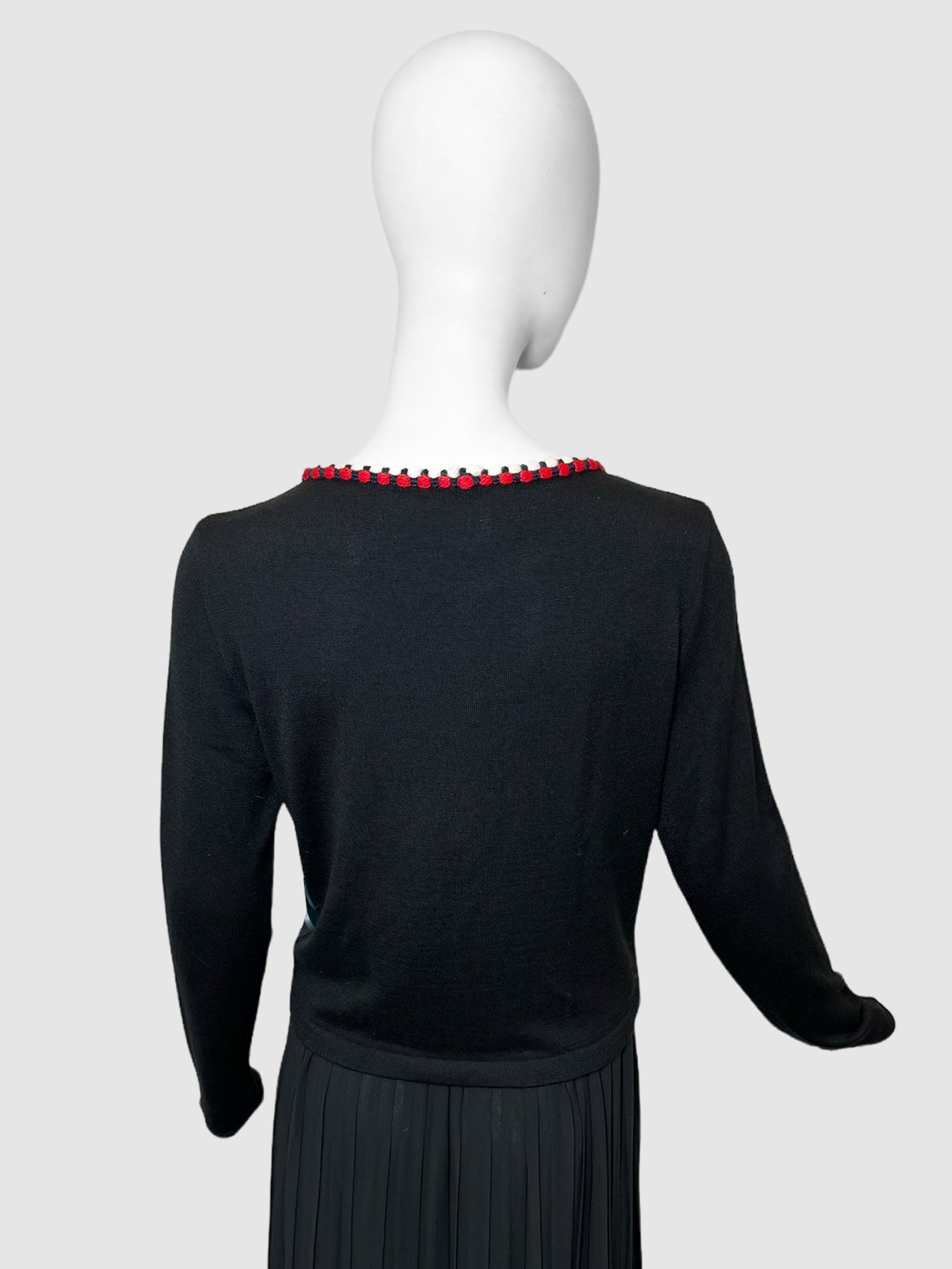 Corded Trim Knit Sweater - Size 42