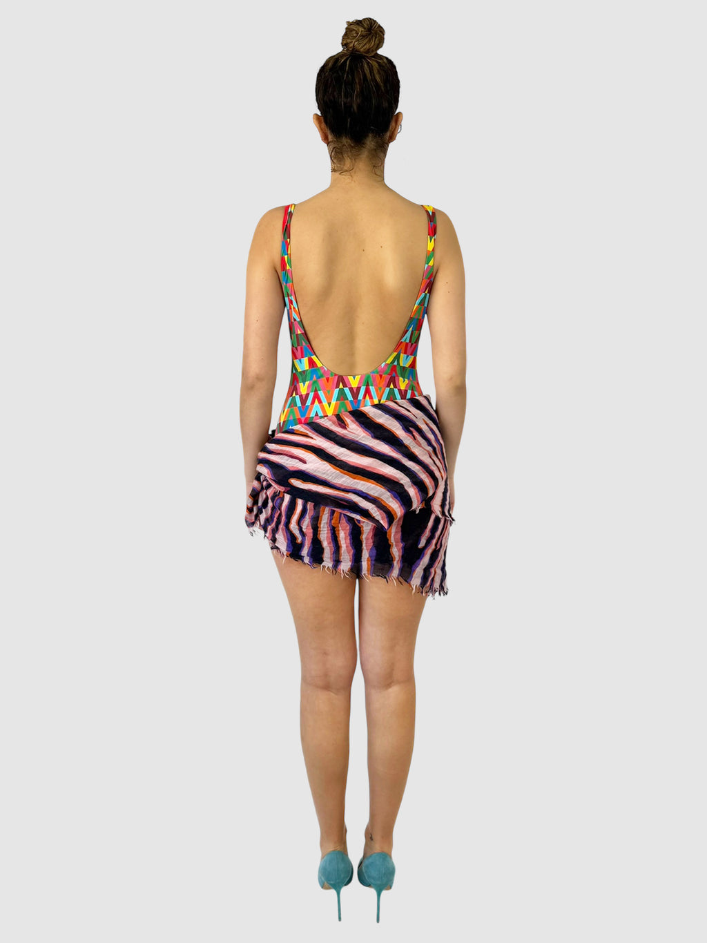 V Print One-Piece Swimsuit