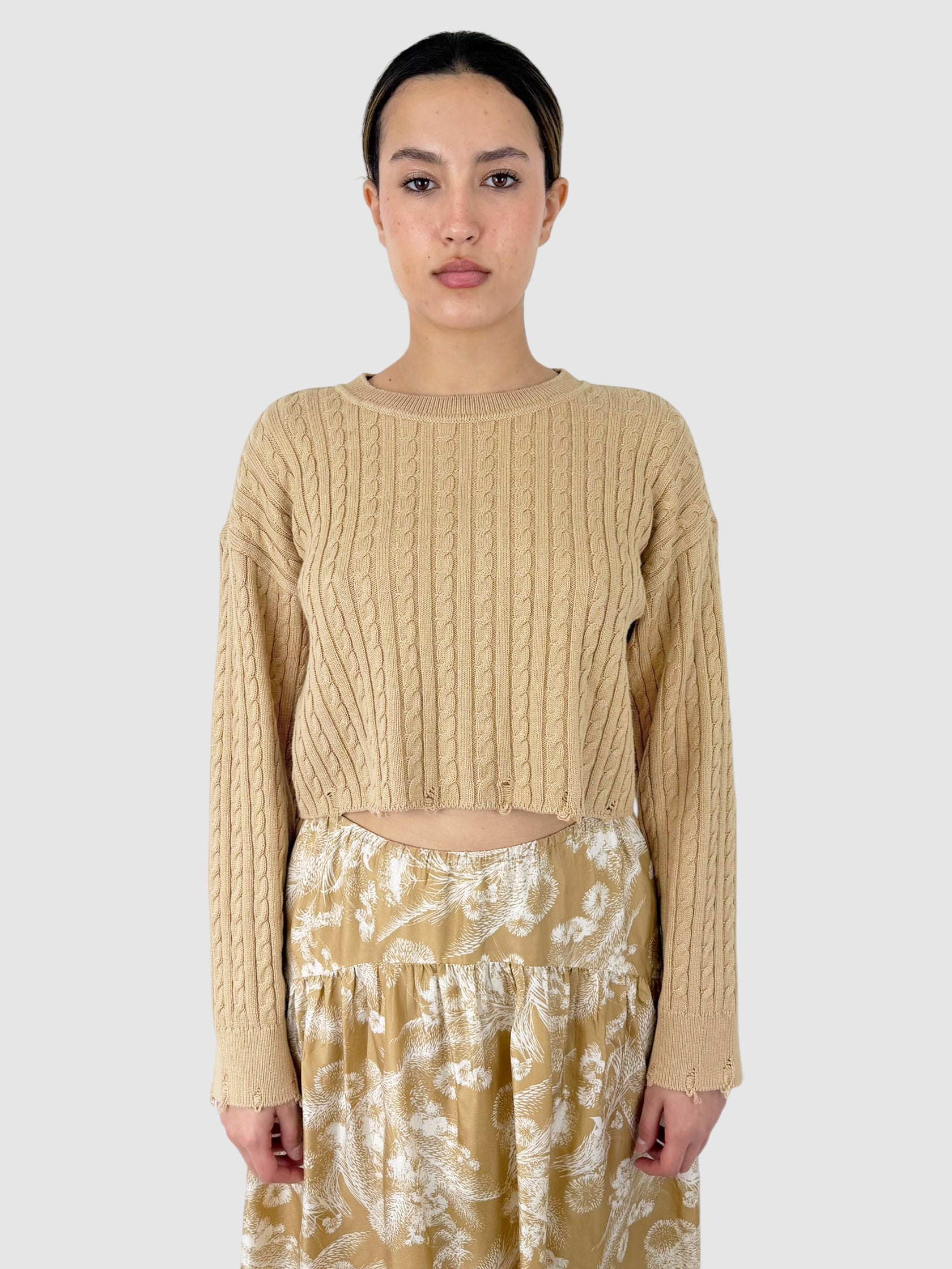 Distressed Cropped Sweater