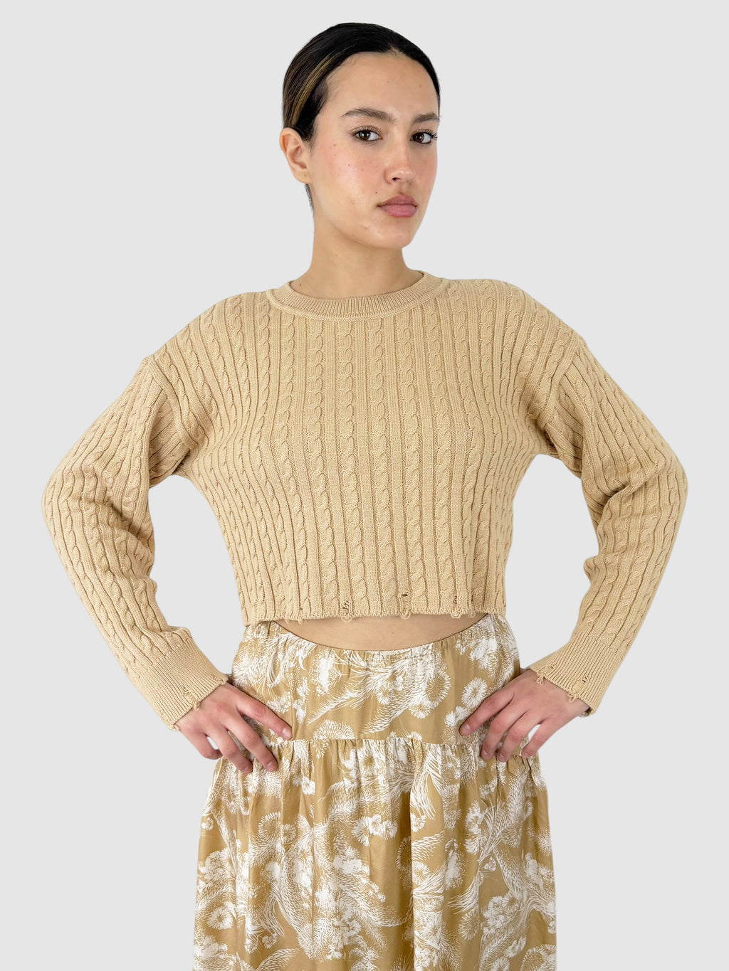 Distressed Cropped Sweater