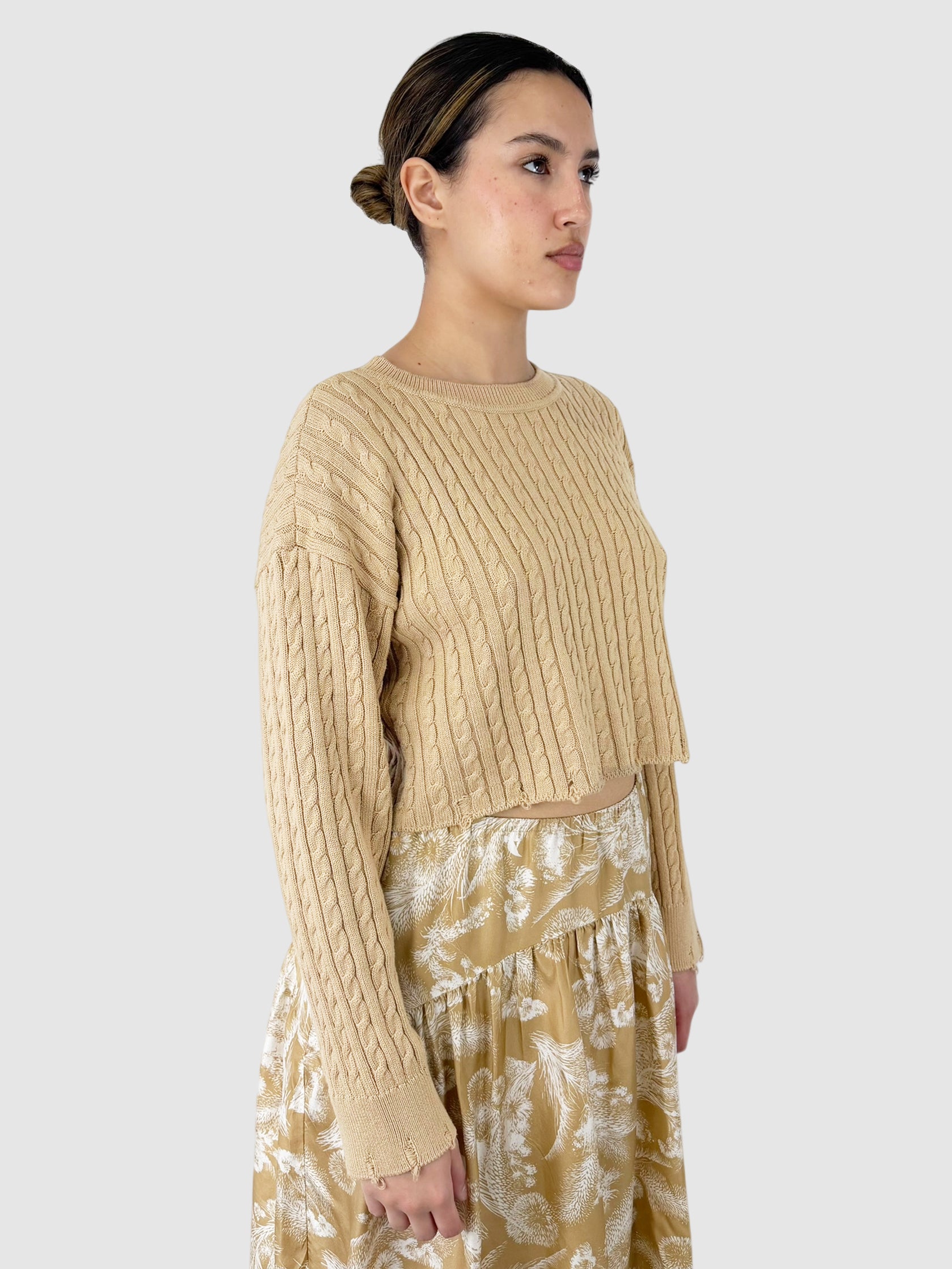 Distressed Cropped Sweater