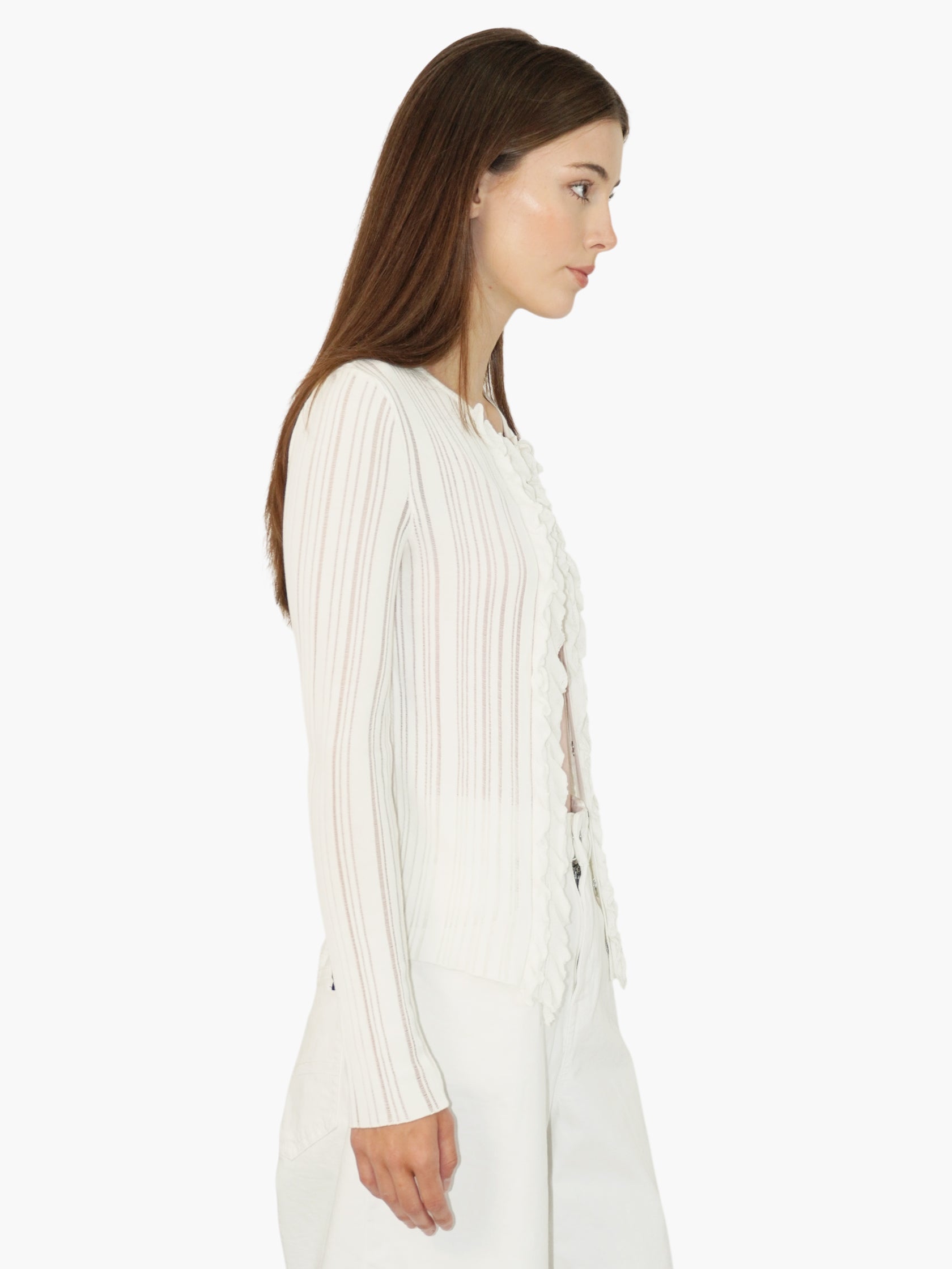 Semi-Sheer Ribbed Cardigan