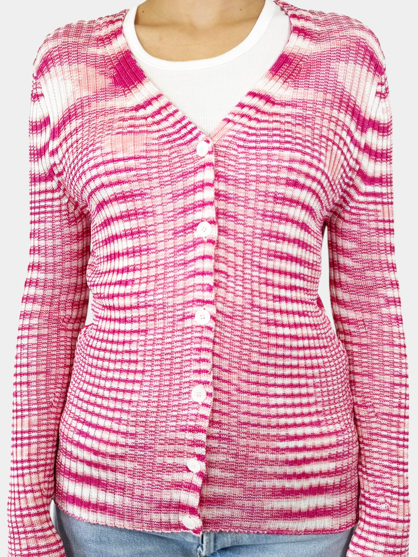 Ribbed Button-Up Cardigan - Size M