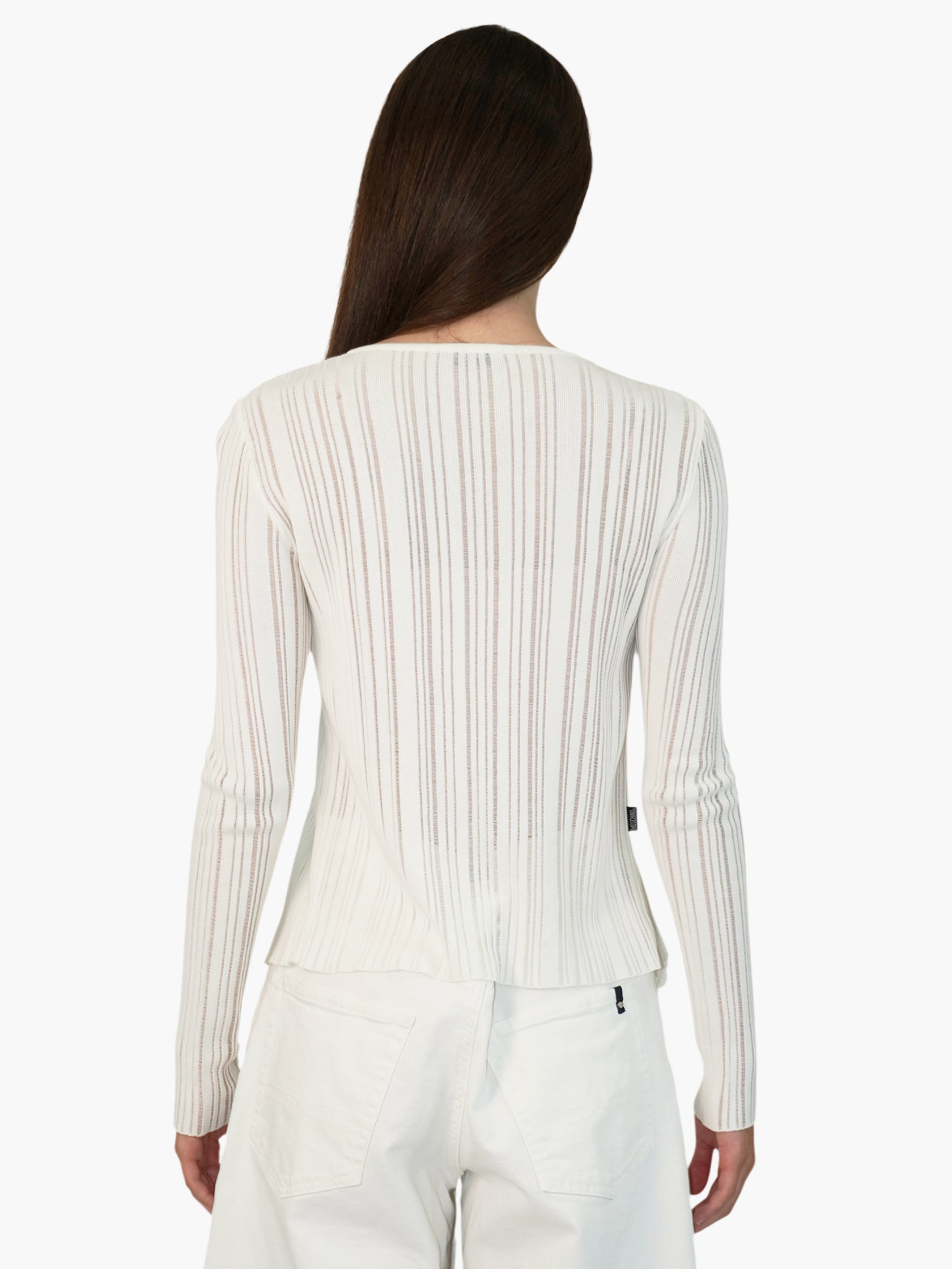 Semi-Sheer Ribbed Cardigan