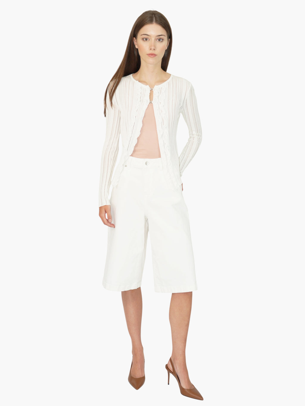 Semi-Sheer Ribbed Cardigan