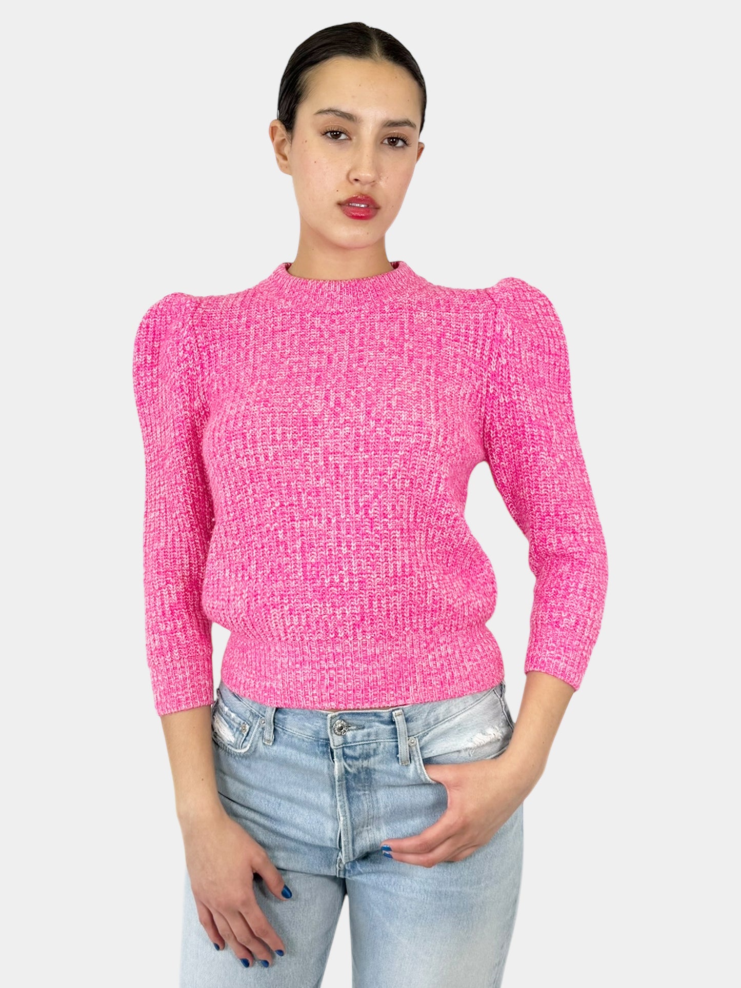 Cashmere Puff Sleeve Sweater - Size S