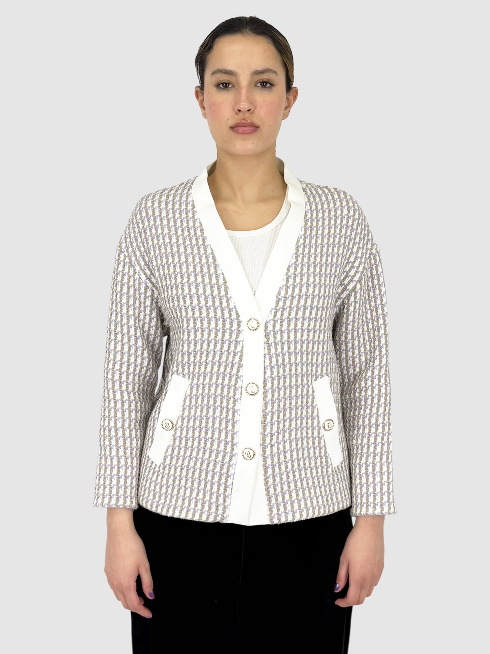 Tweed Button-Up Cardigan