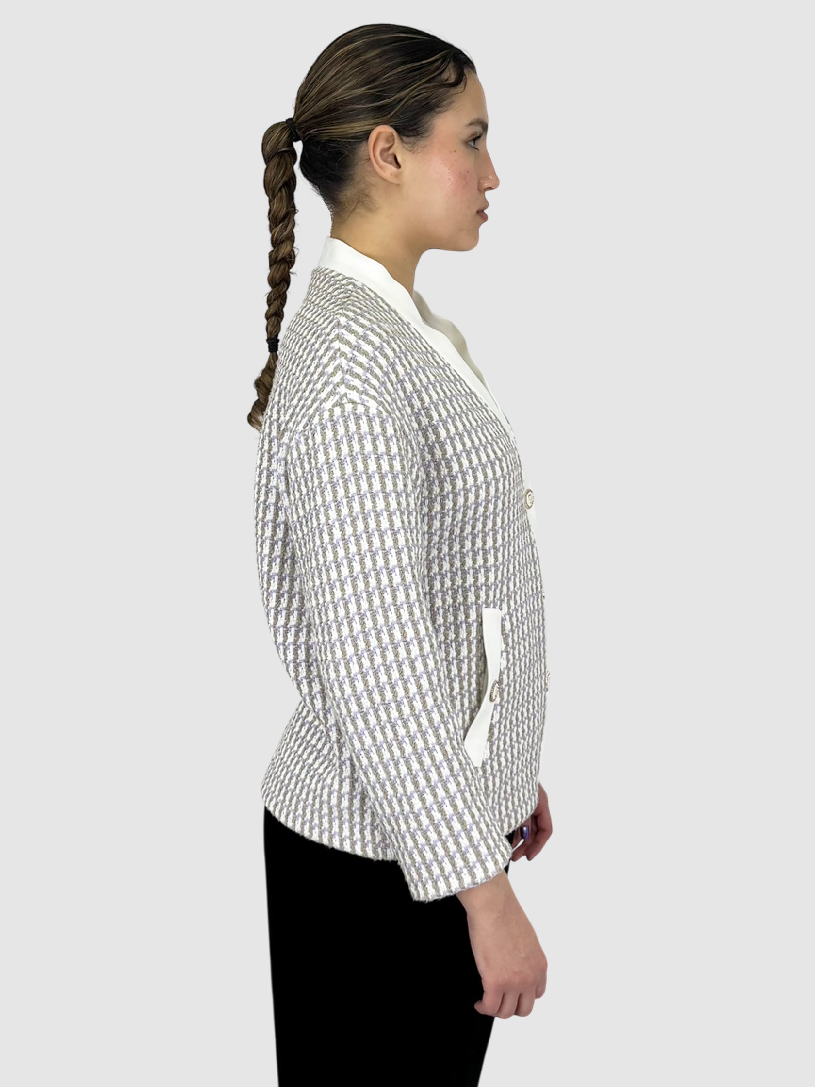 Tweed Button-Up Cardigan
