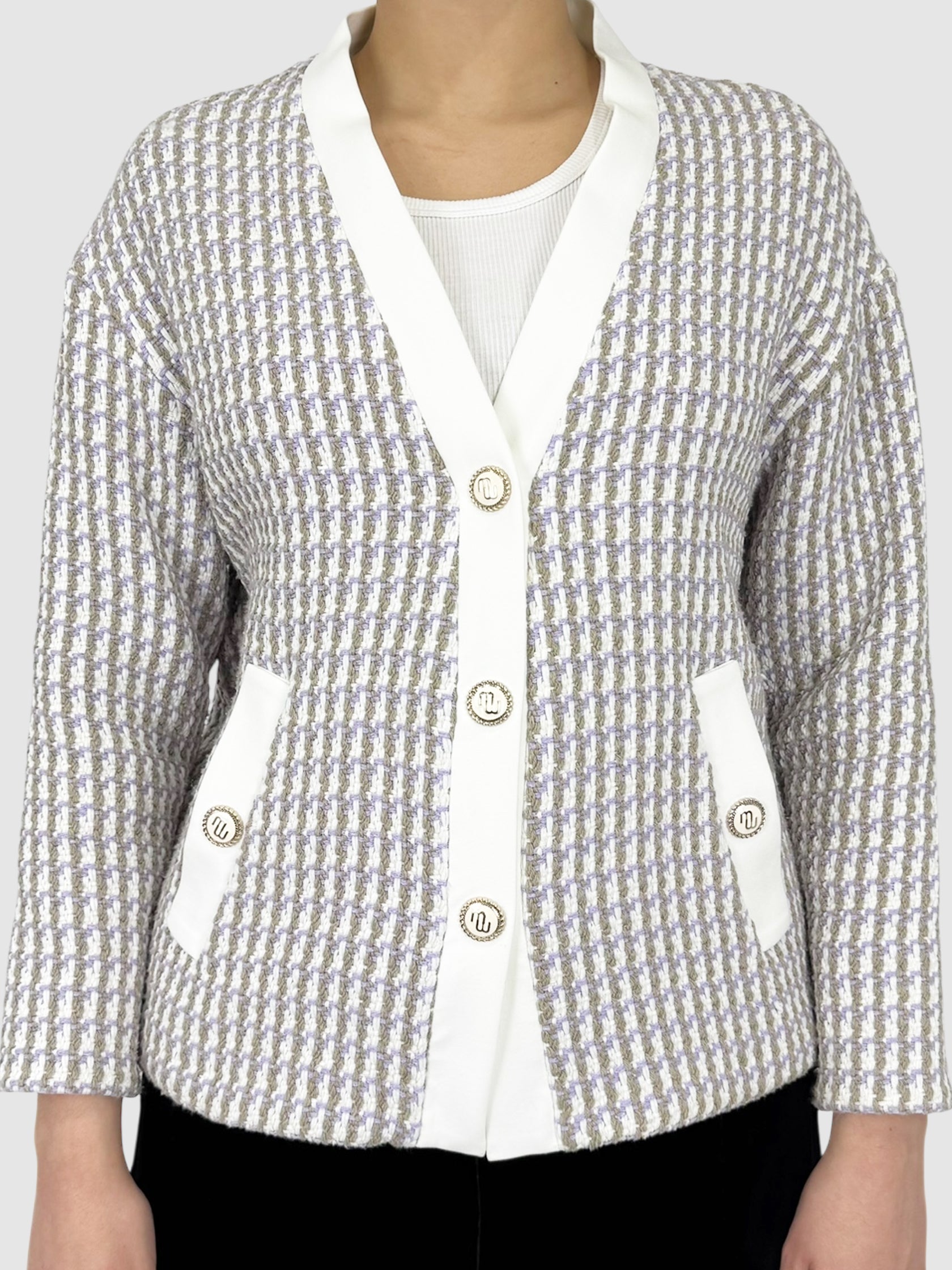 Tweed Button-Up Cardigan