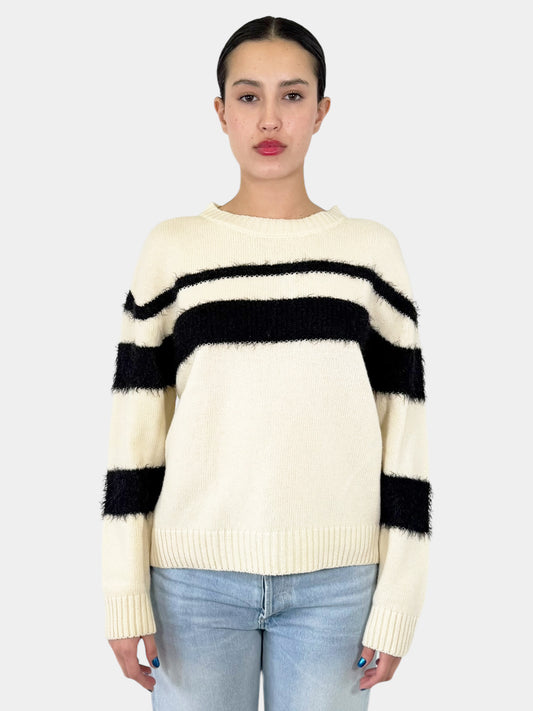 Striped Brushed Wool Sweater - Size L