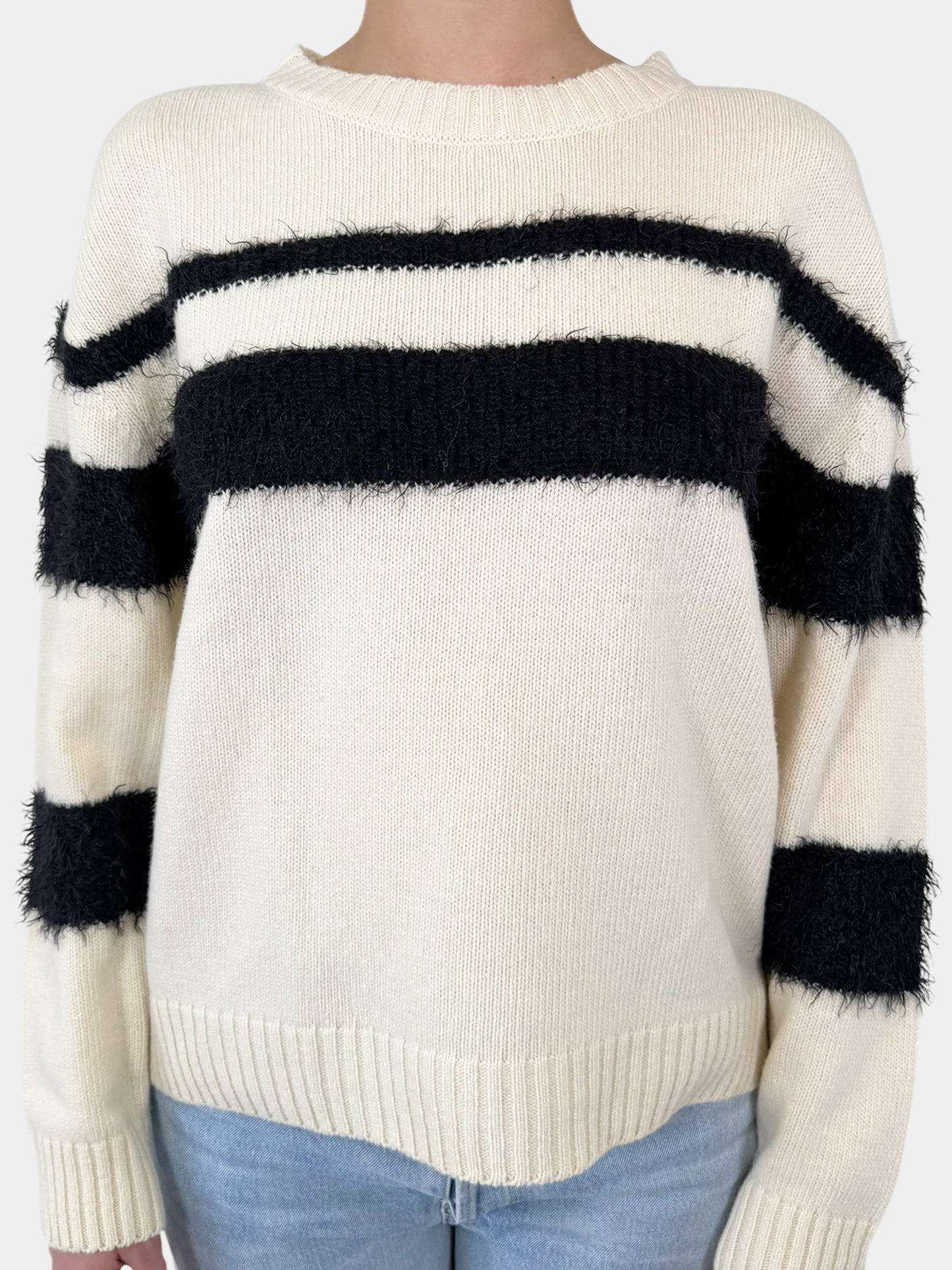 Striped Brushed Wool Sweater - Size L