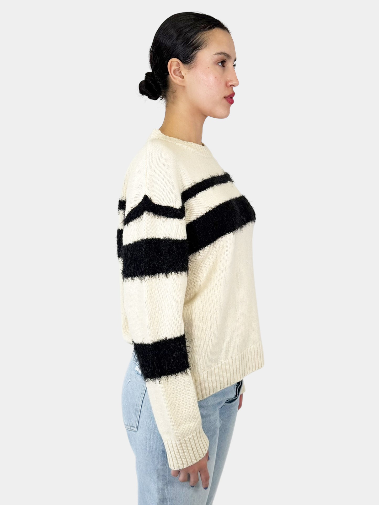 Striped Brushed Wool Sweater - Size L