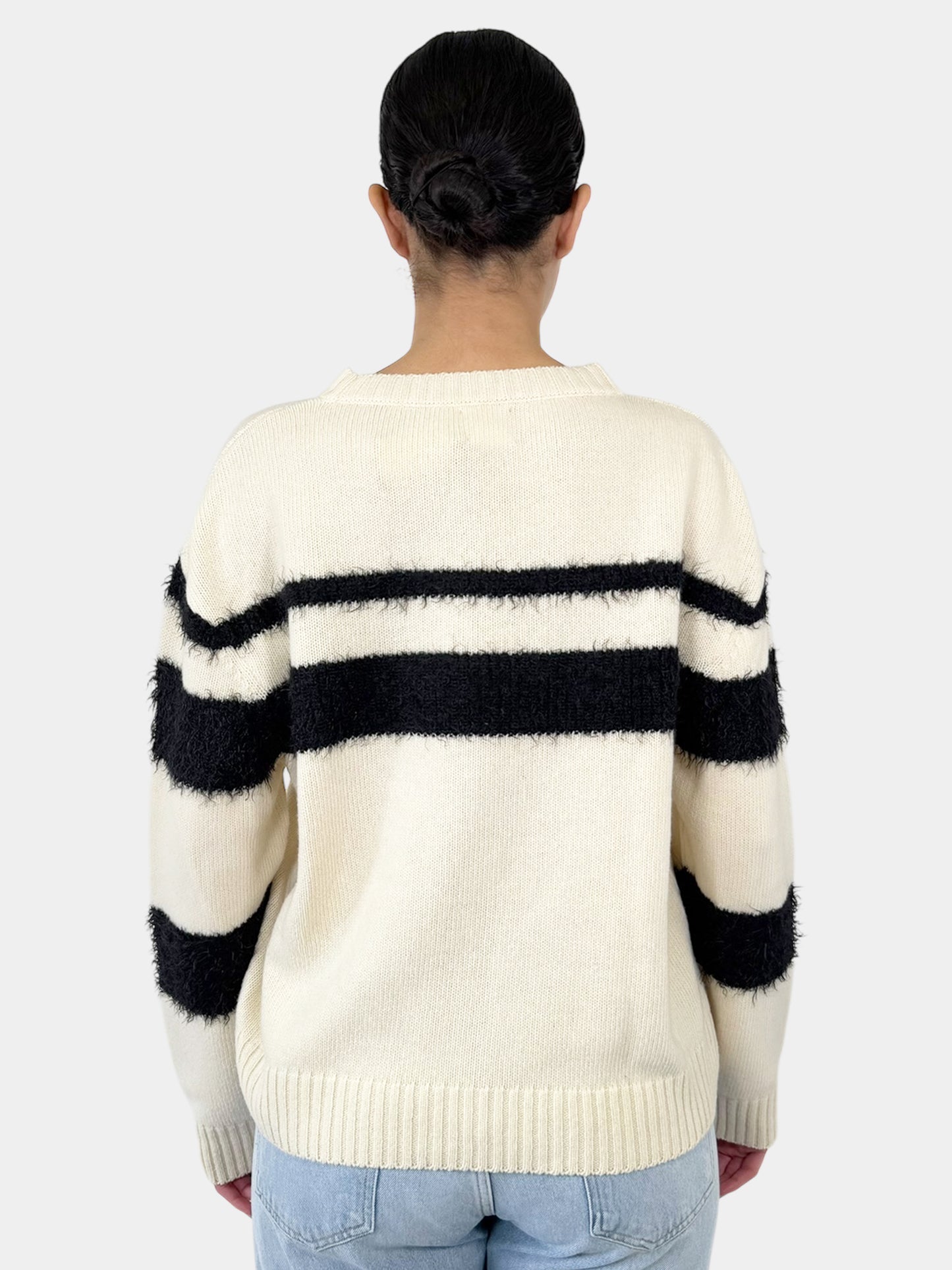 Striped Brushed Wool Sweater - Size L