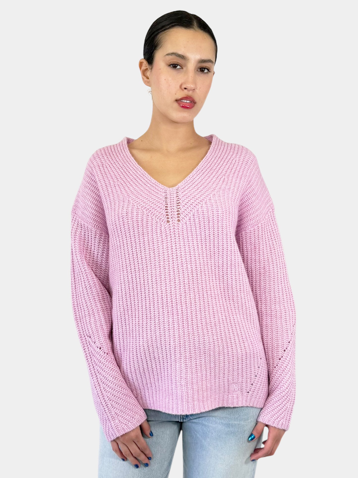 Wool Knit V-Neck Sweater - Size 5