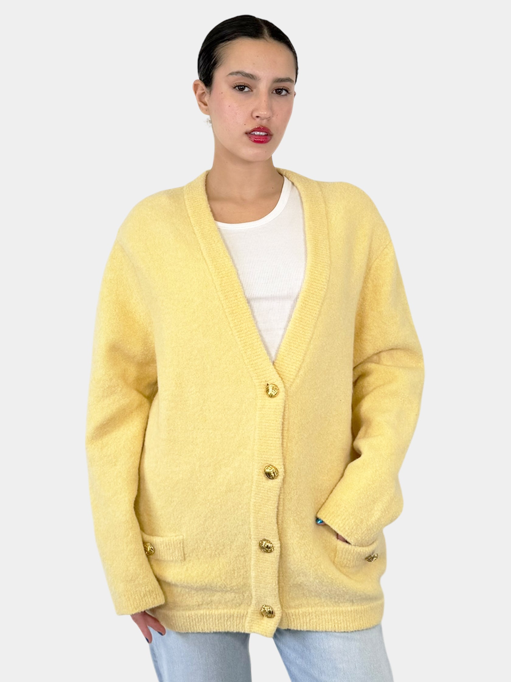 Wool Button-Up Cardigan - Size L