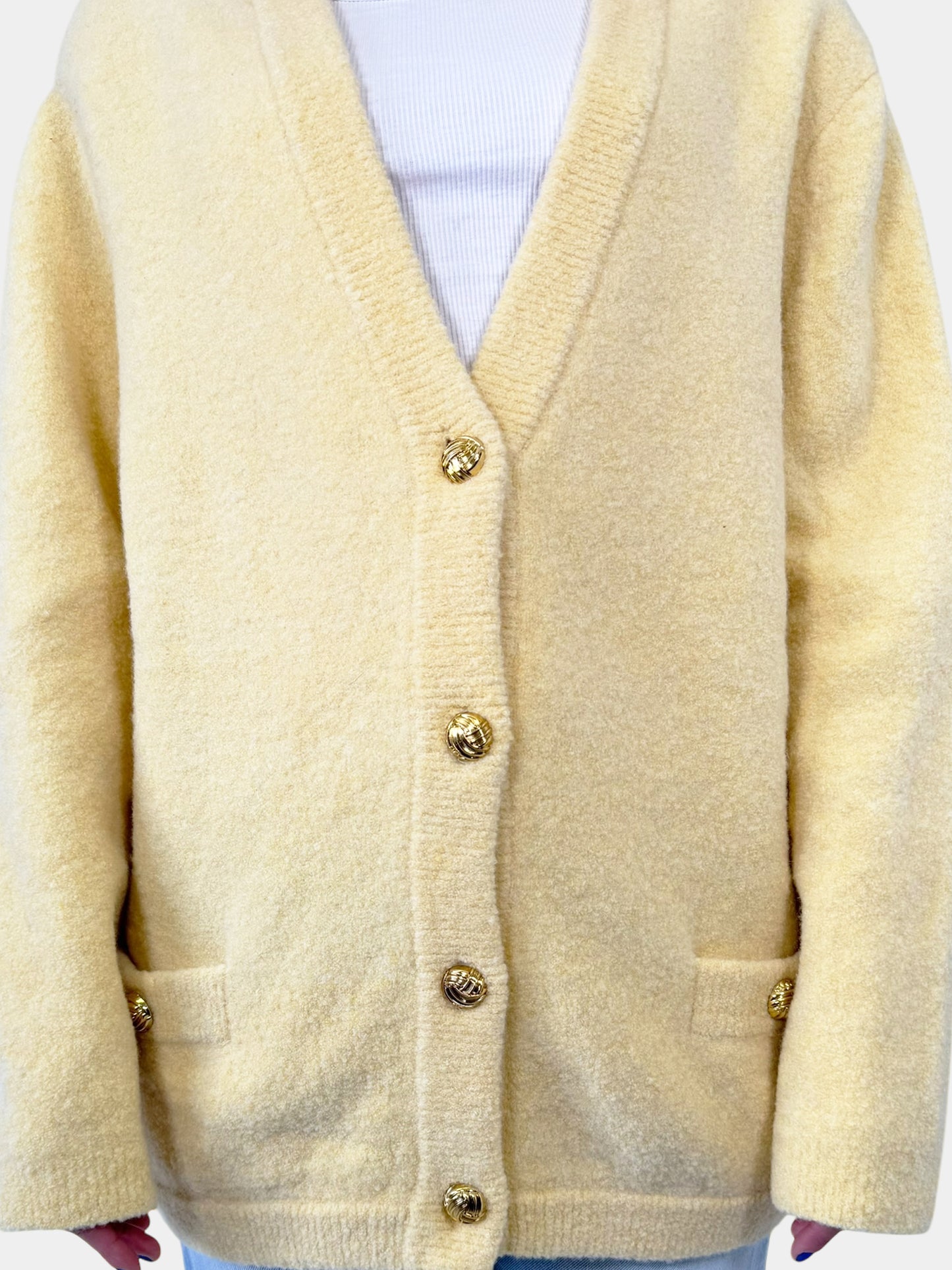 Wool Button-Up Cardigan - Size L