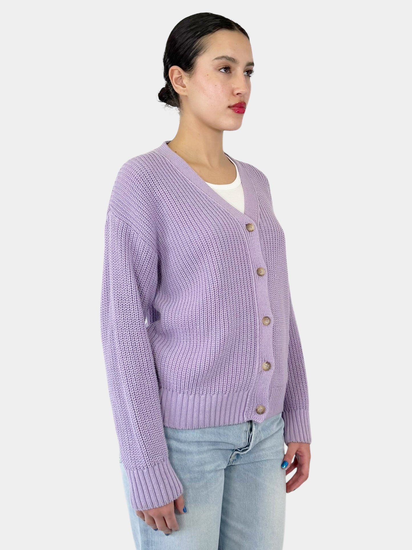 Knit Button-Up Cardigan - Size L