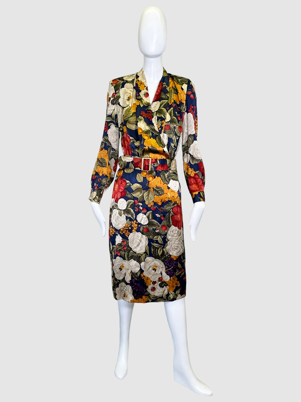 Floral Print Silk Maxi Dress - Size 6