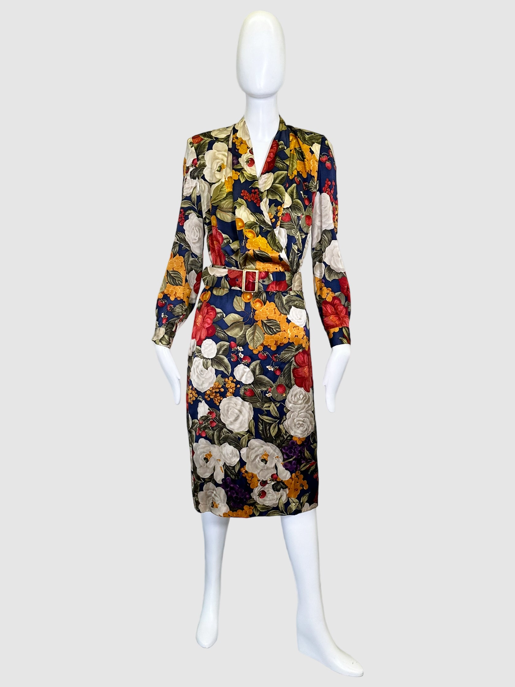 Floral Print Silk Maxi Dress - Size 6