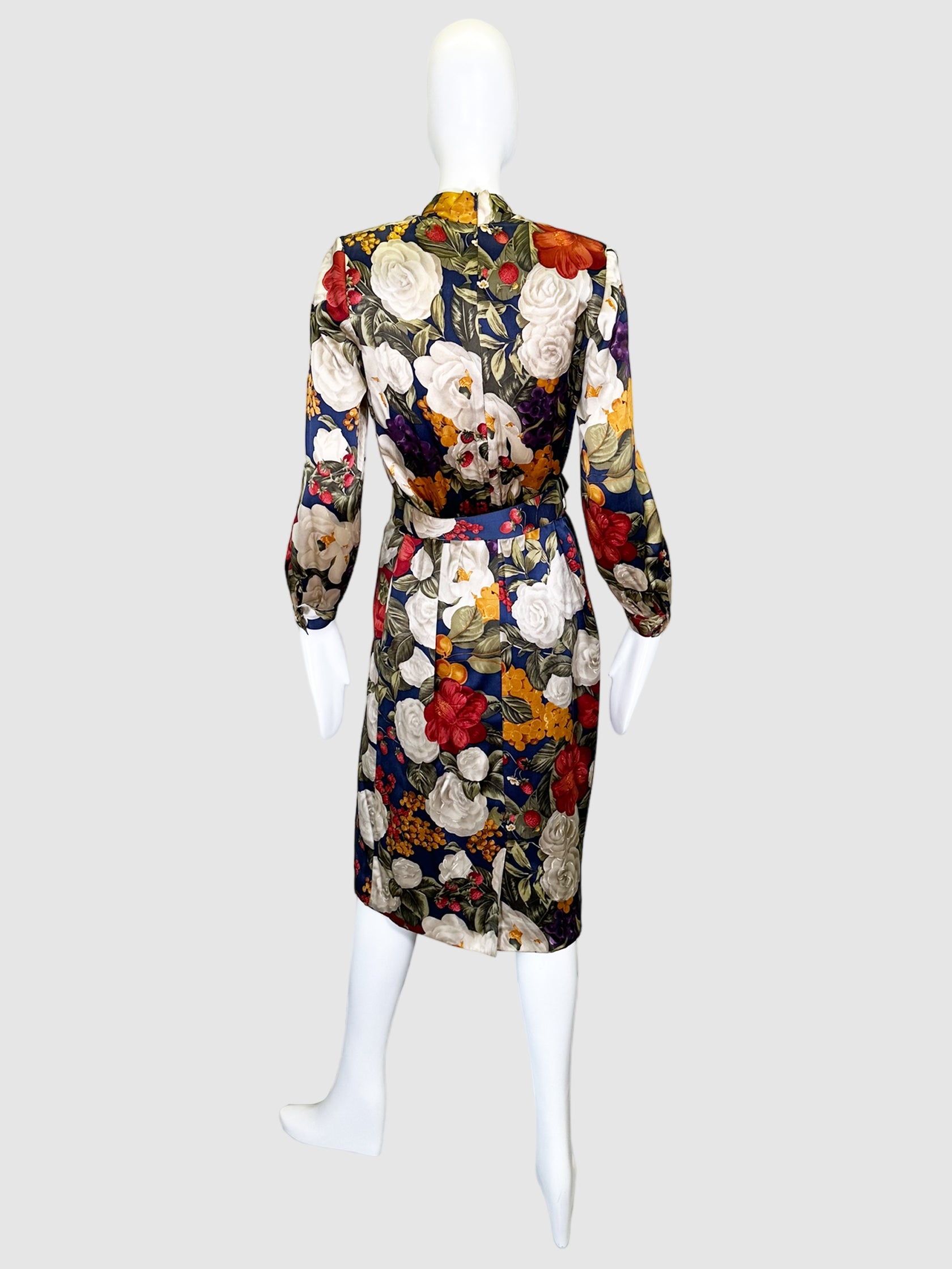 Floral Print Silk Maxi Dress - Size 6