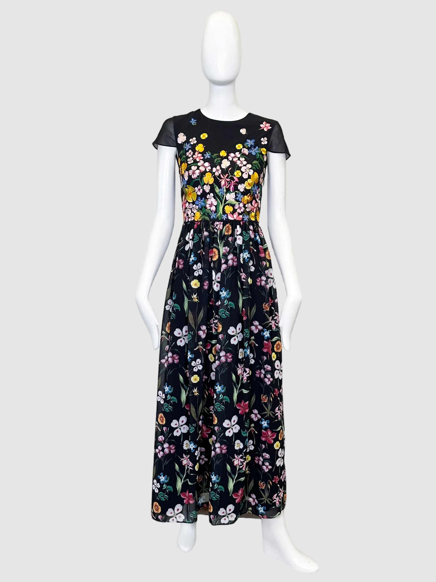 Ted Baker Floral Embroidery Midi Dress - Size 0