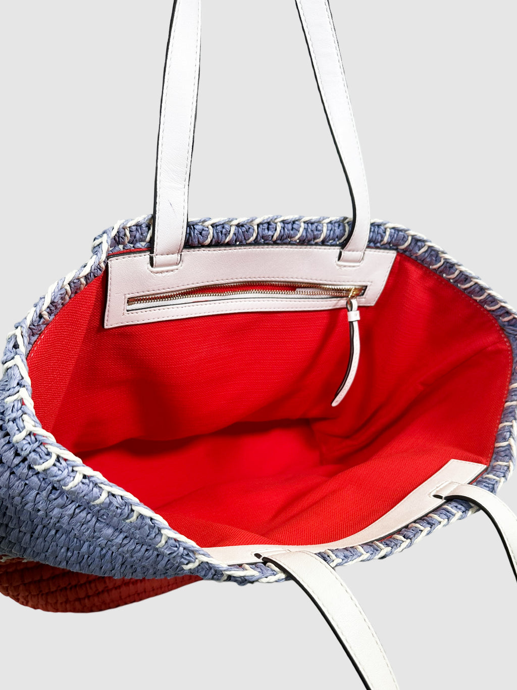 Tory Burch Leather-Trimmed Straw Tote Bag