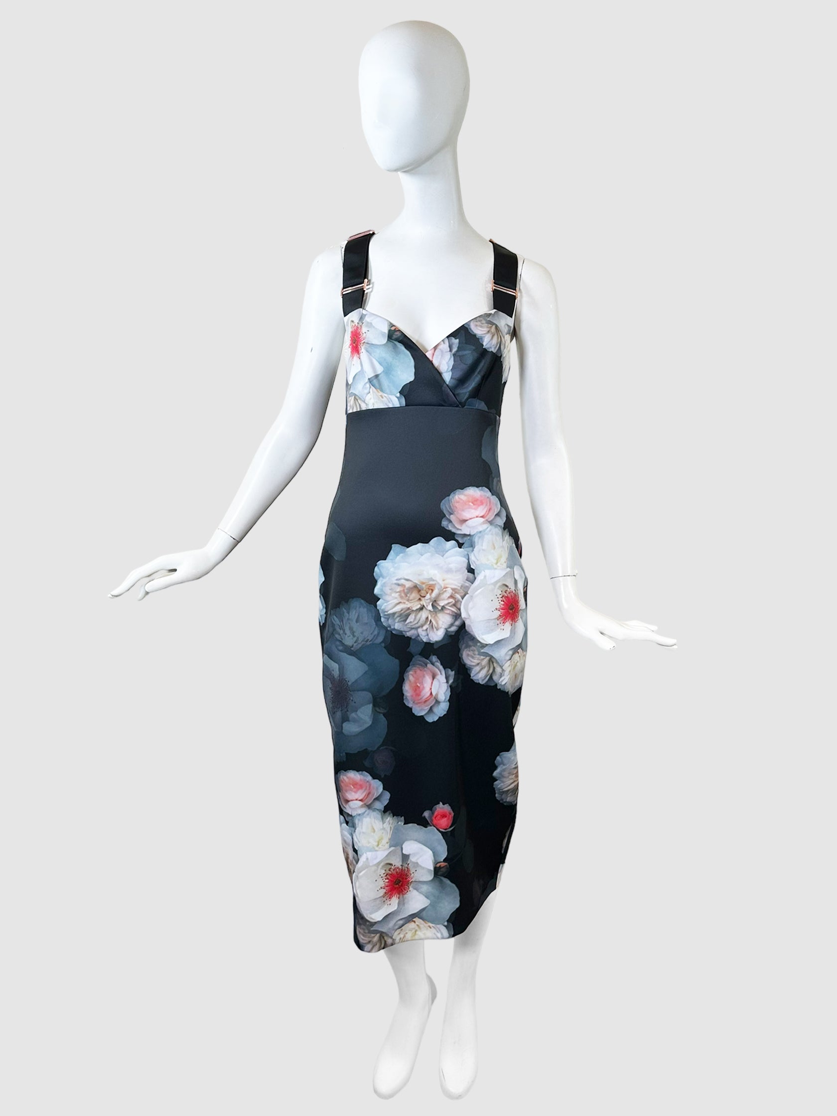 Ted Baker Floral Midi Dress - Size S
