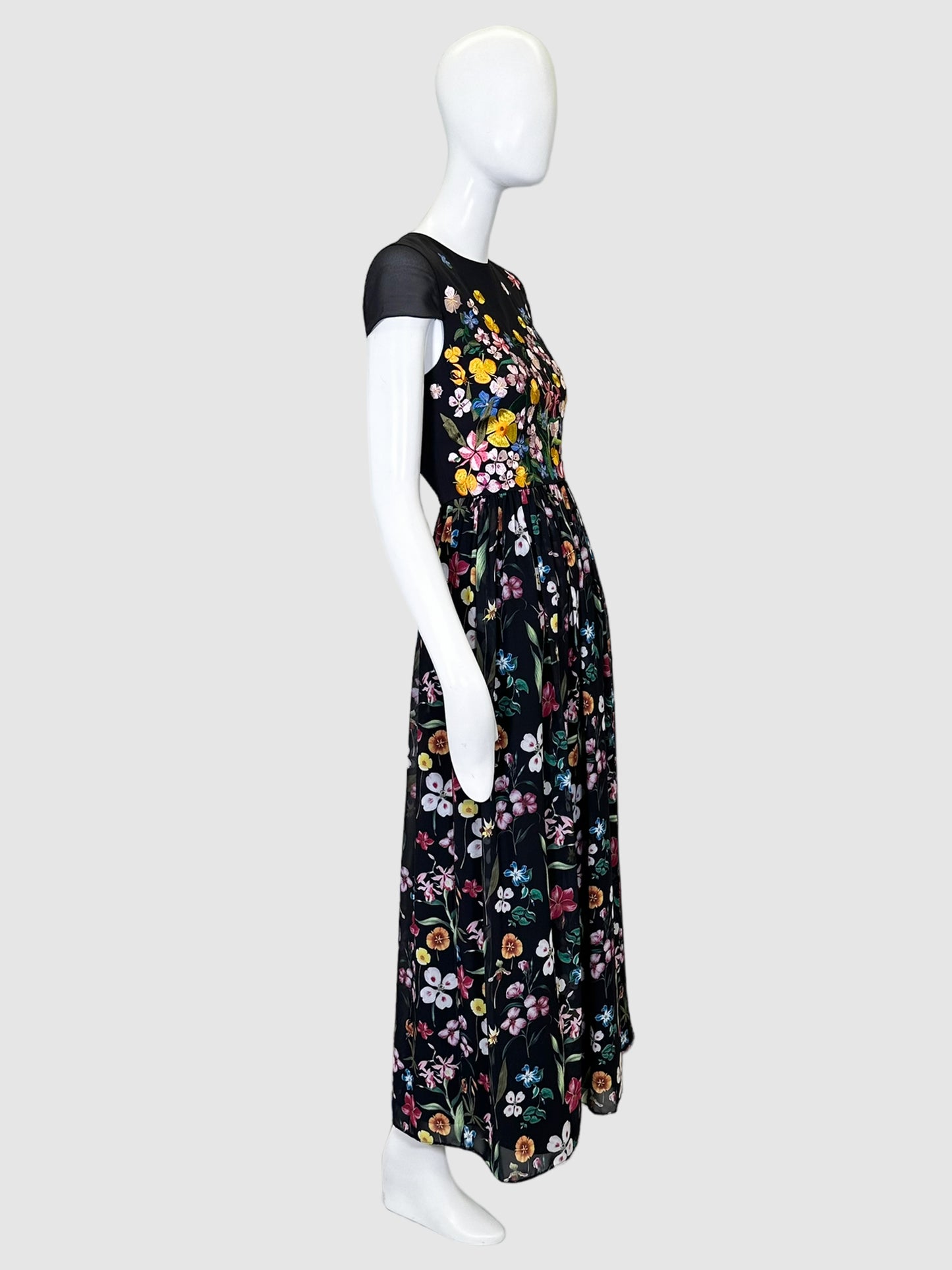 Ted Baker Floral Embroidery Midi Dress - Size 0