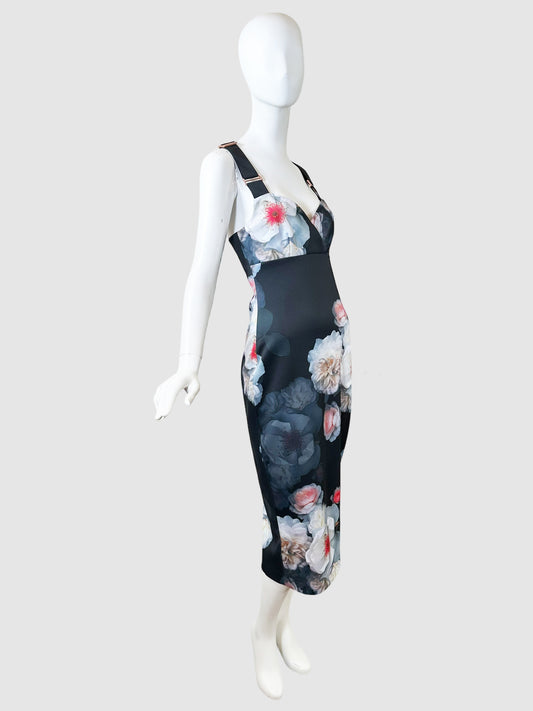 Ted Baker Floral Midi Dress - Size S