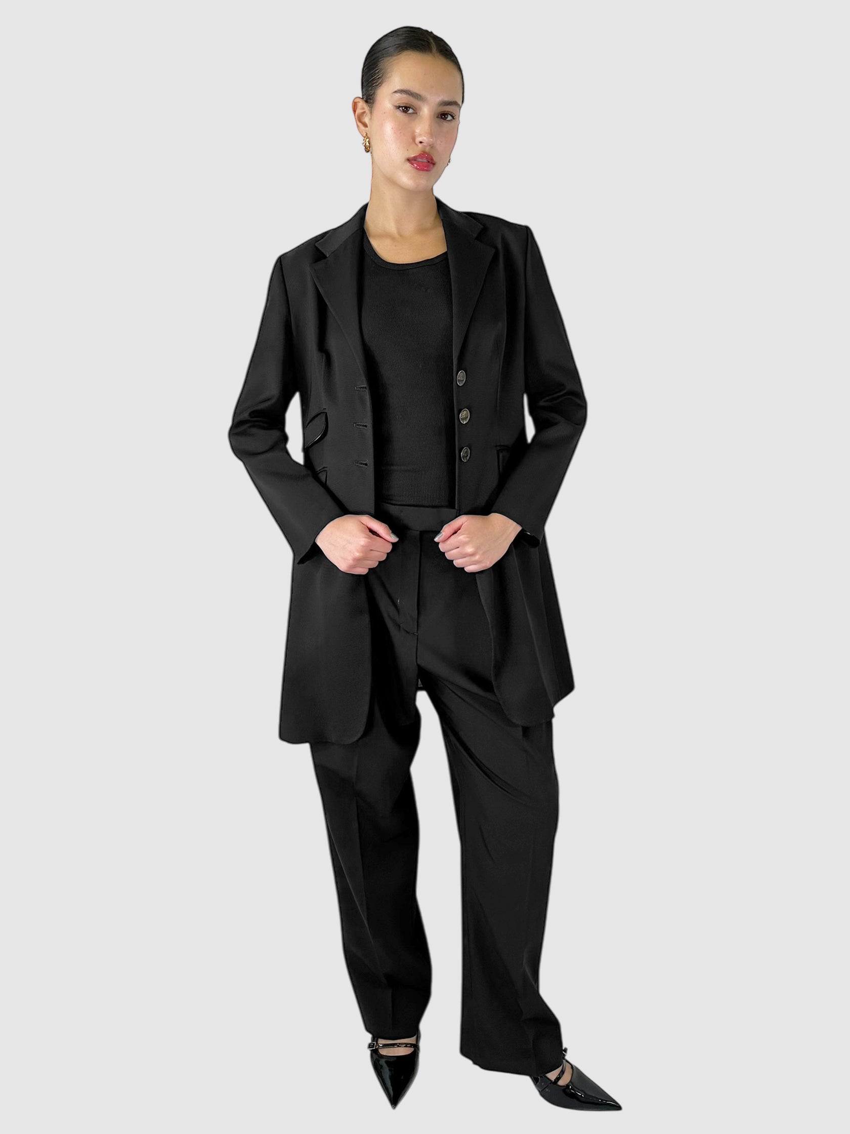 Single-Breasted Long Blazer - Size 40