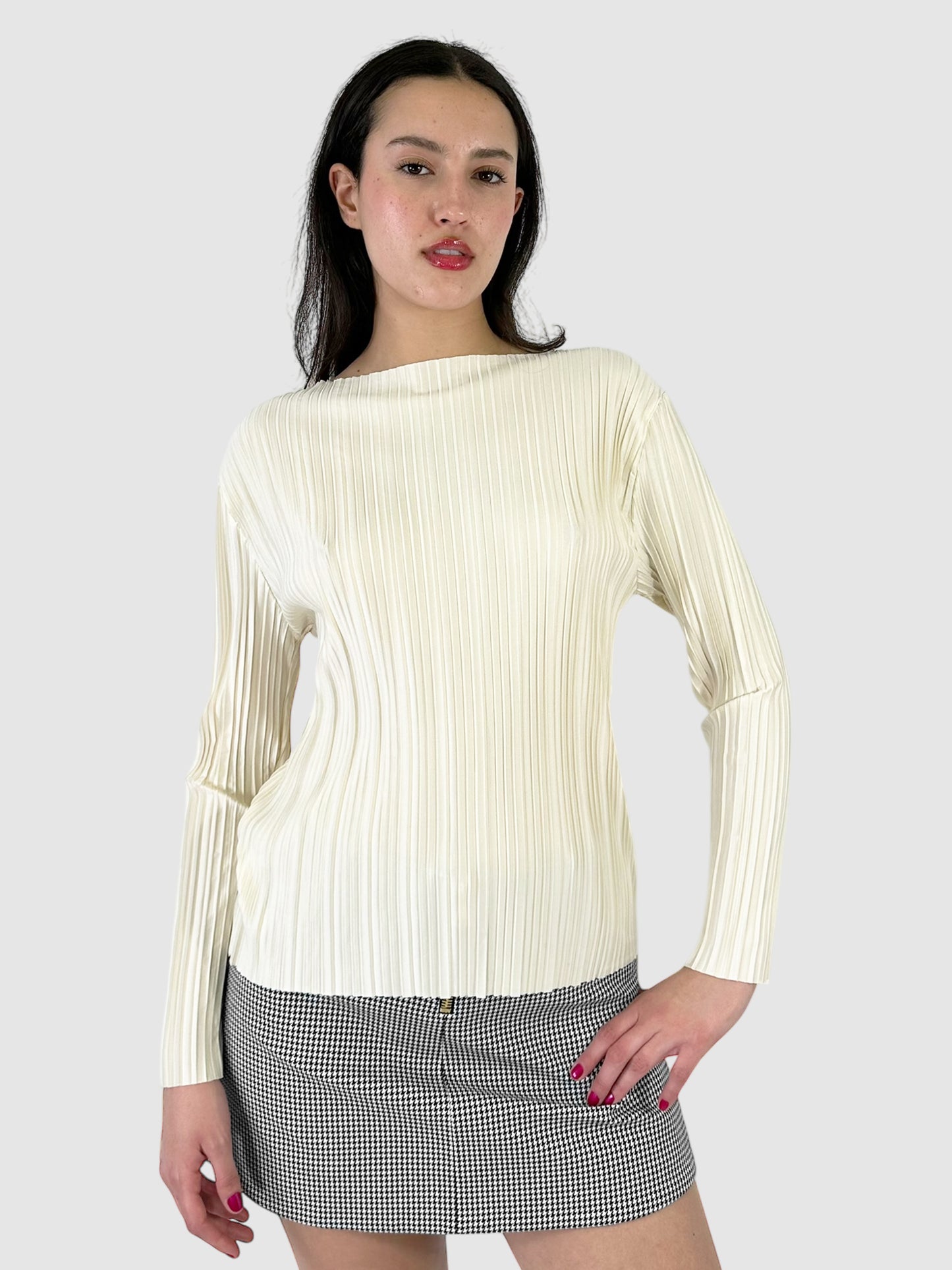 Pleated Long Sleeve Top - Size S