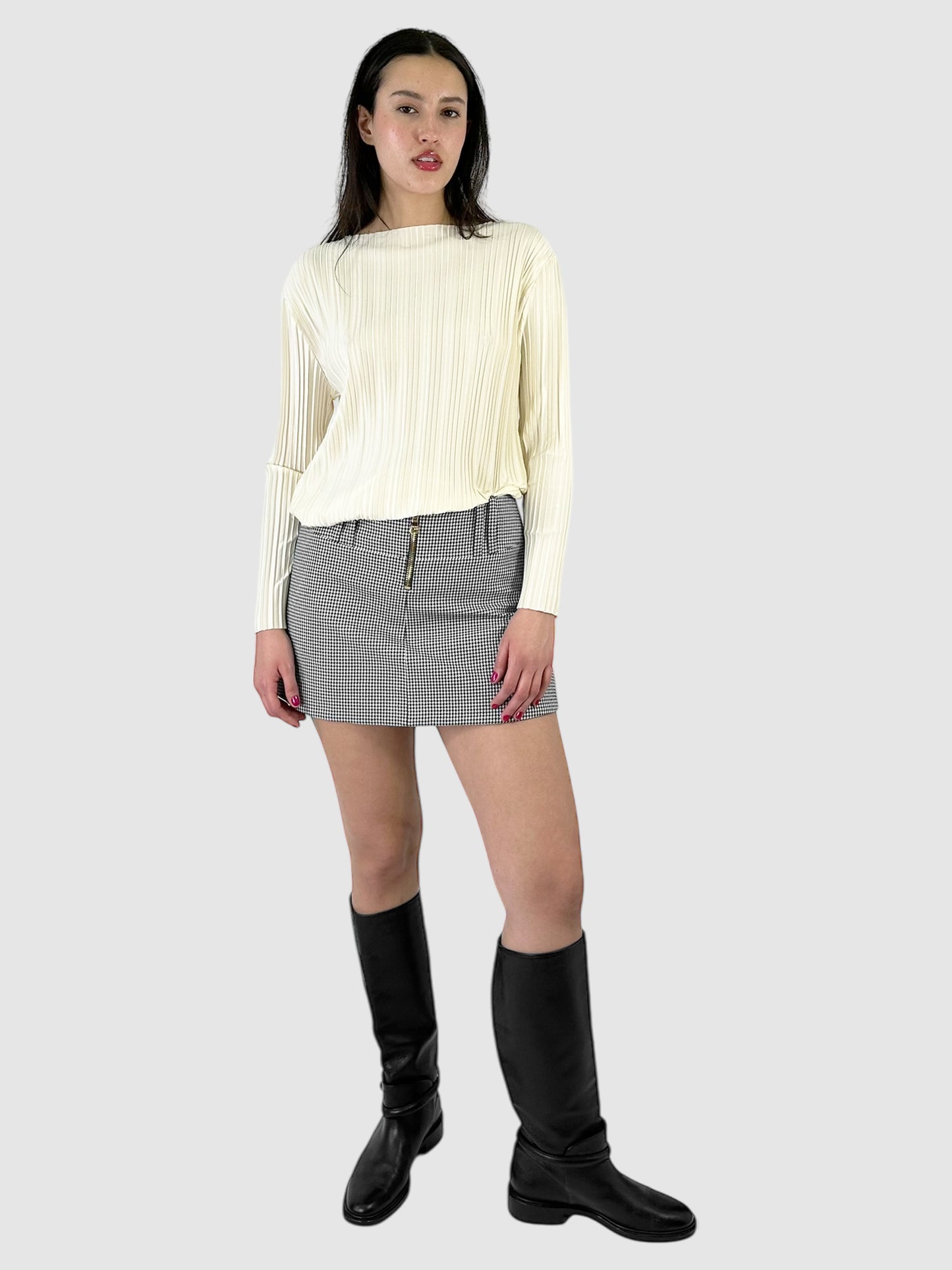 Pleated Long Sleeve Top - Size S