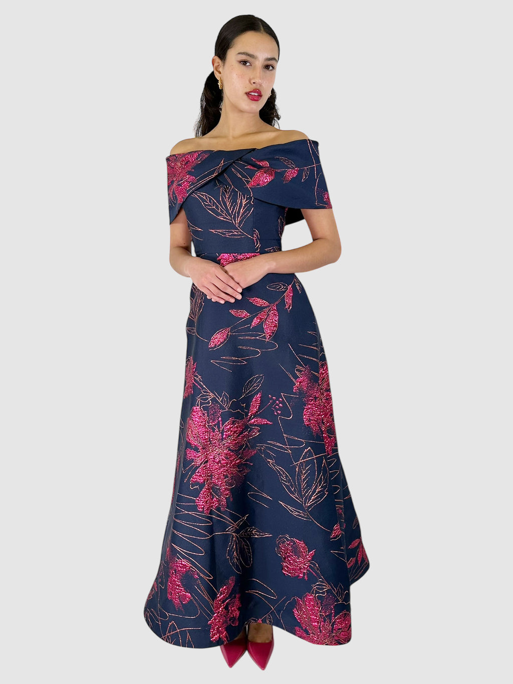 Floral Off-the-Shoulder Maxi Dress - Size 10