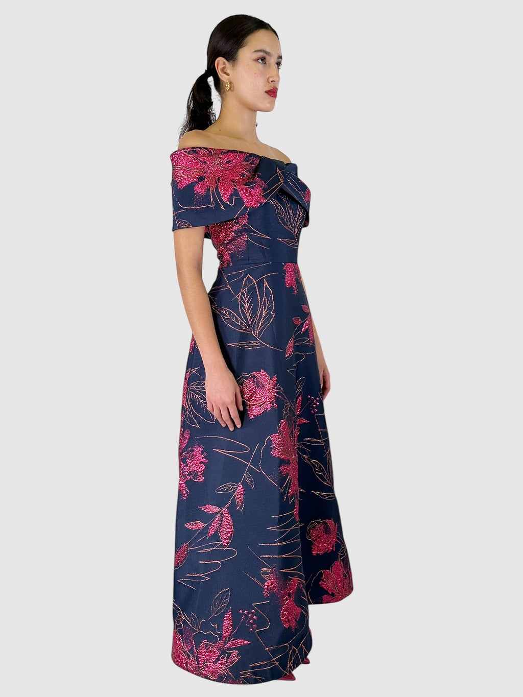 Floral Off-the-Shoulder Maxi Dress - Size 10