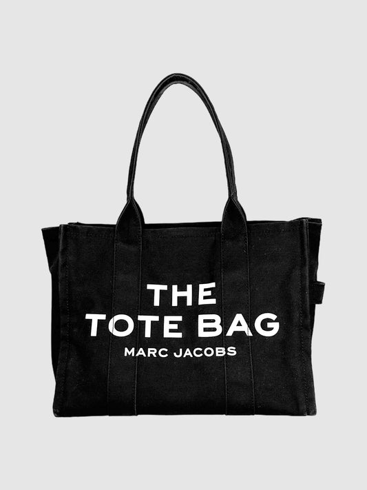 Marc Jacobs Black with White Lettering "The Canvas Tote Bag" Consignment Secondhand Designer Luxury Resale Toronto Trendy