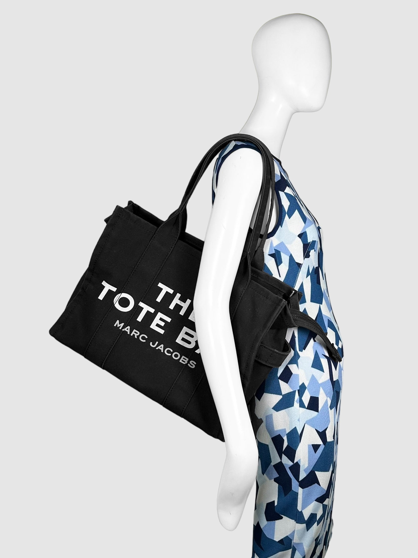 Marc Jacobs Black with White Lettering "The Canvas Tote Bag" Consignment Secondhand Designer Luxury Resale Toronto Trendy