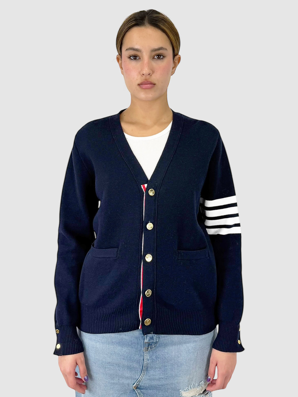 4-Bar Button-Up Cardigan