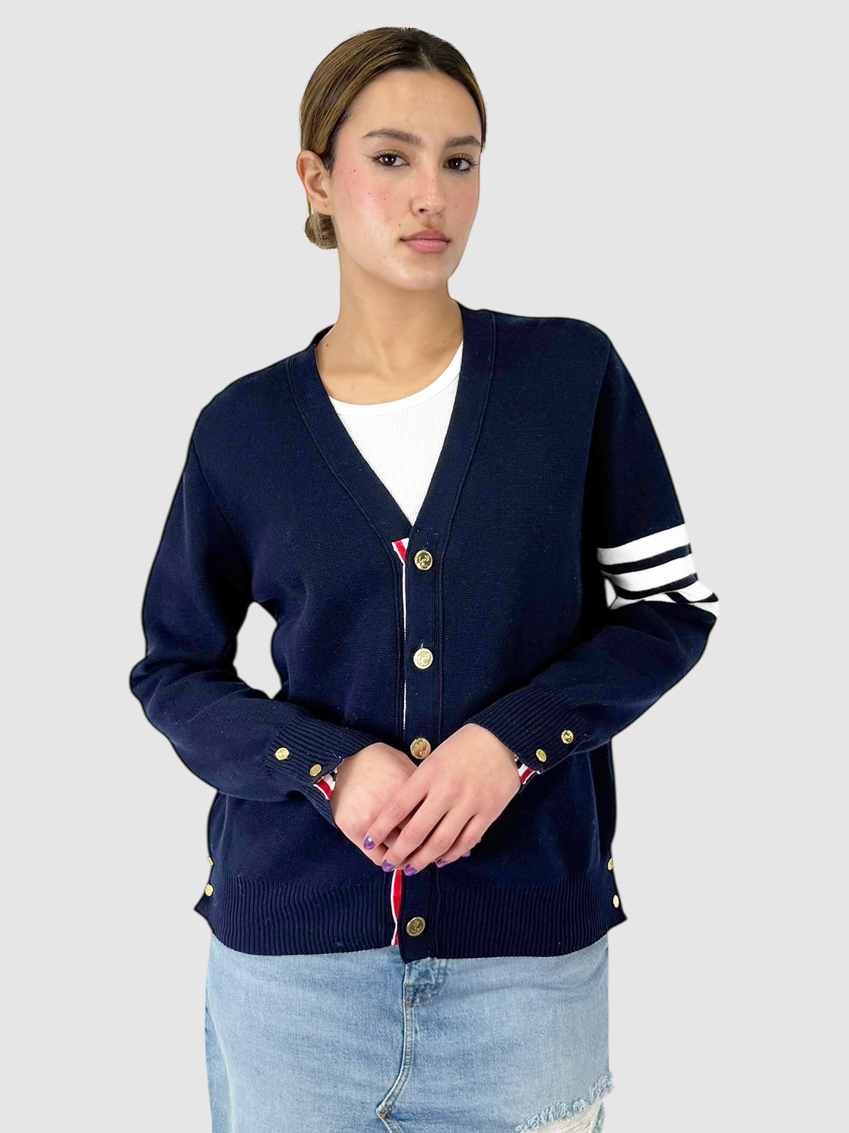 4-Bar Button-Up Cardigan